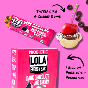 Dark chocolate Cherry probiotic energy bar tastes like a healthy cherry bomb